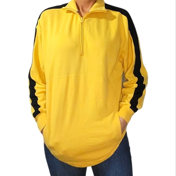 Pink Pullover Quarter Zip Sweater Size X Small Yellow - Picture 1 of 7